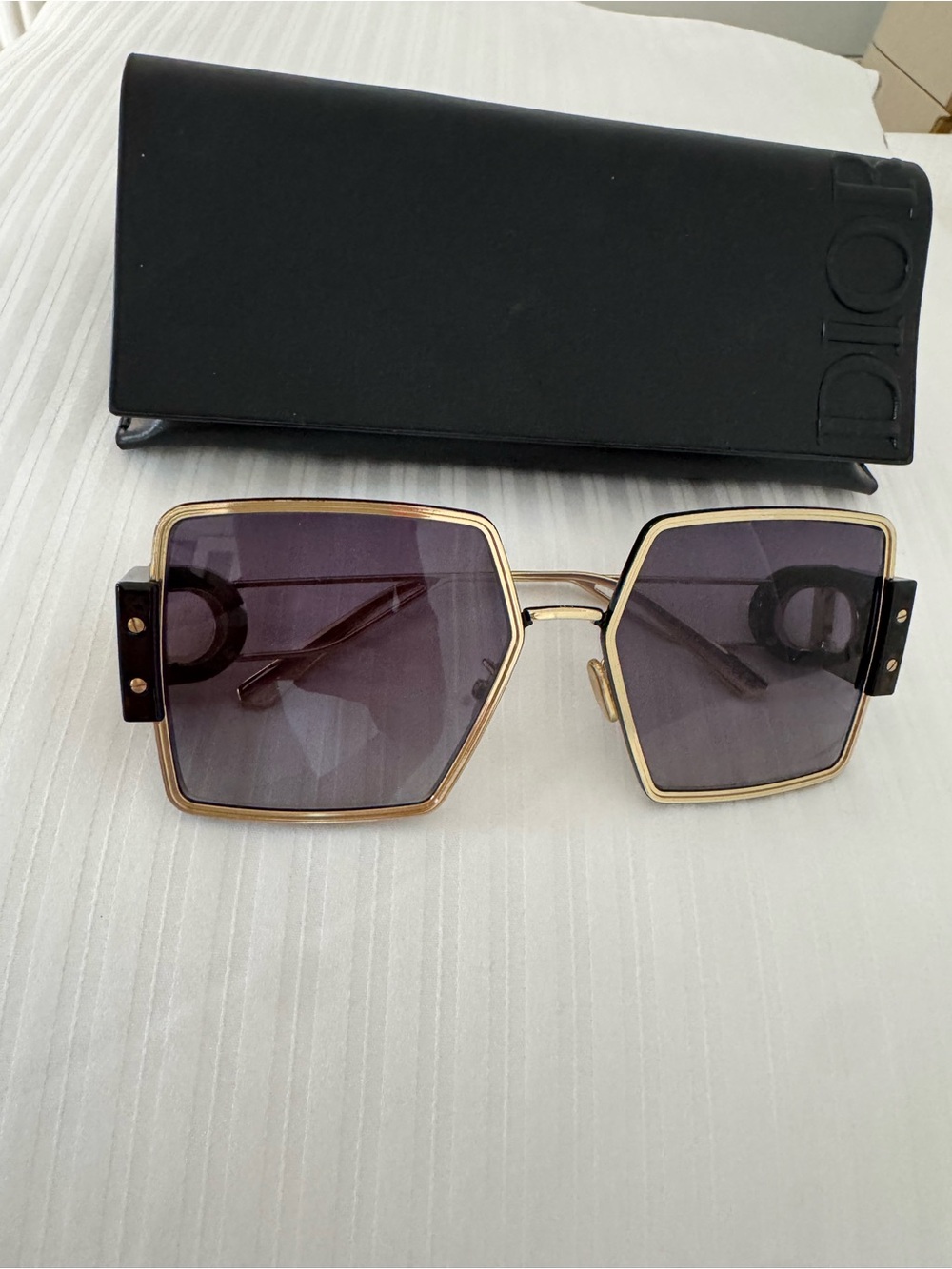 Dior Gold Frame Sunglasses with Gradient Black Lenses NWOT